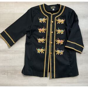 Bob Mackie Wearable Art Embroidered Elephant Jacket Womens Medium